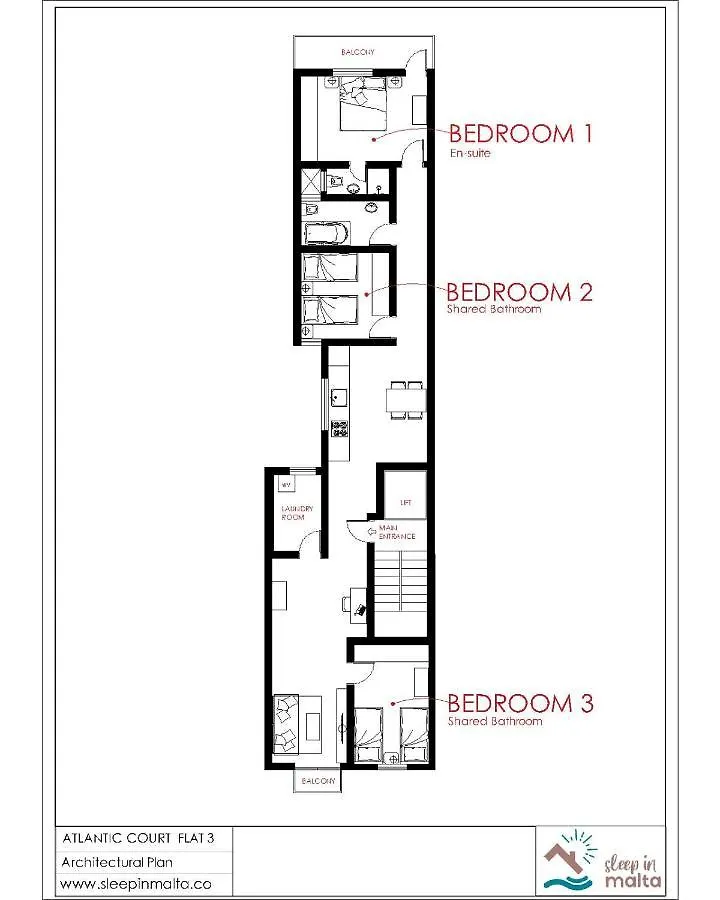 Séjour chez l'habitant F3 Room 1, Private Double Room With Private Bathroom And Balcony Msida